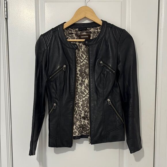 DANIER Black Leather Jacket for Women - Picture 2 of 8